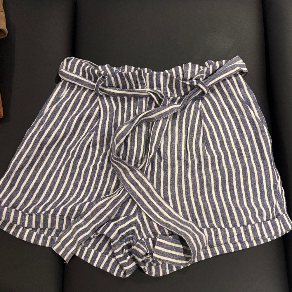 Forever 21 Navy and White Striped High Waist Shorts
